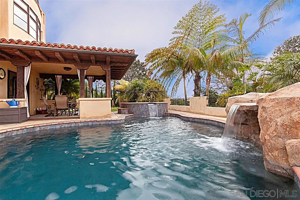 Private swimming pool with landscaped patio at 1135 Barcelona Drive