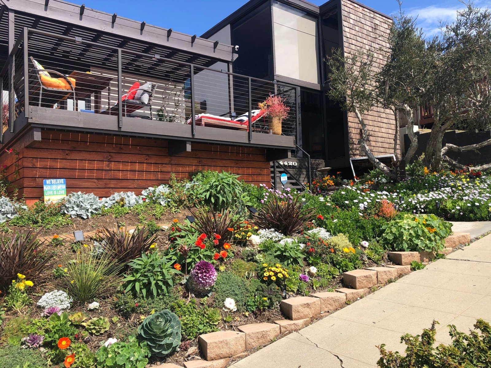 Contemporary San Diego home at 4420 Ladera Street with landscaped front garden