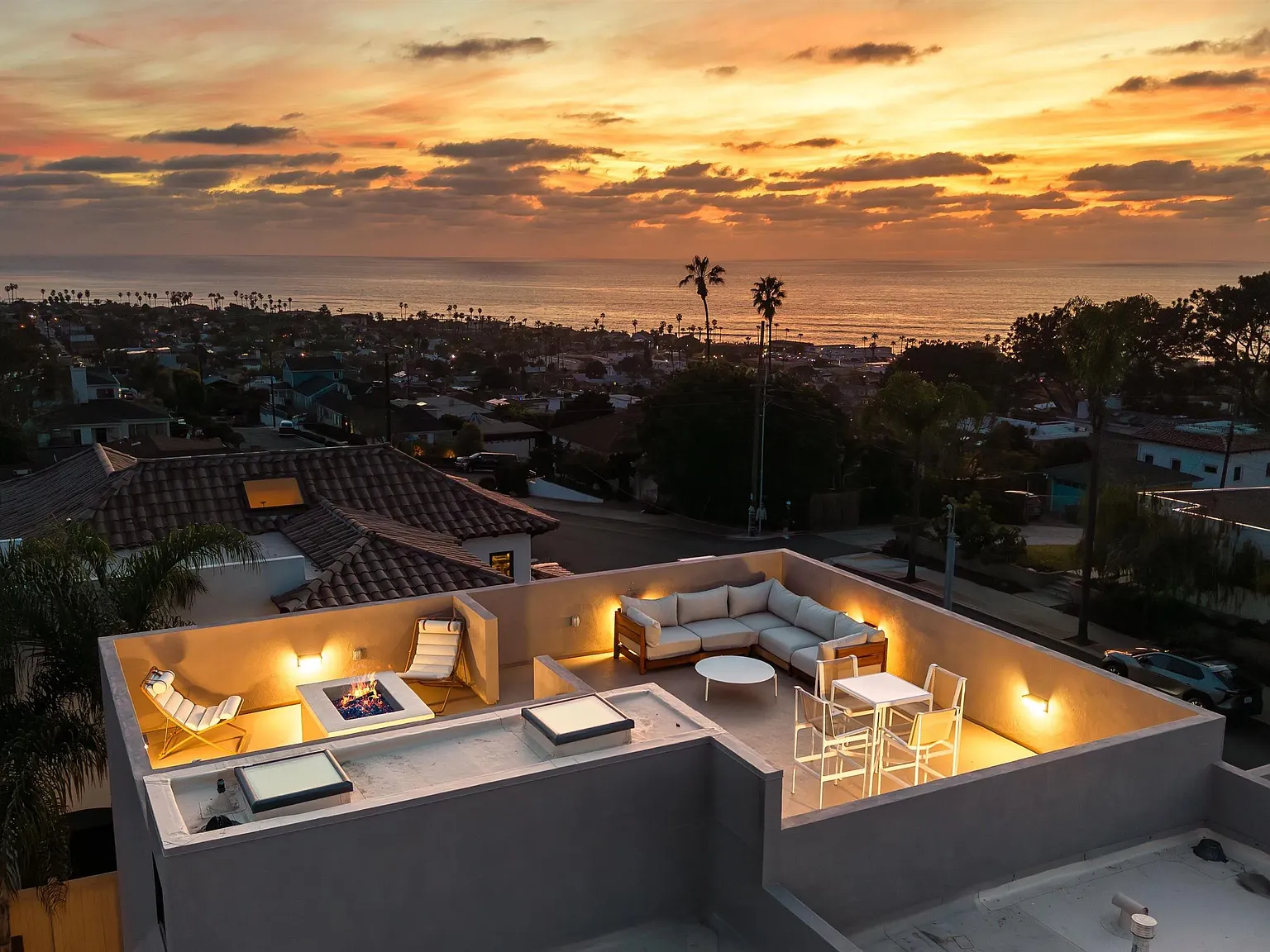 Rooftop terrace with sunset views at 4593 Coronado Avenue in San Diego